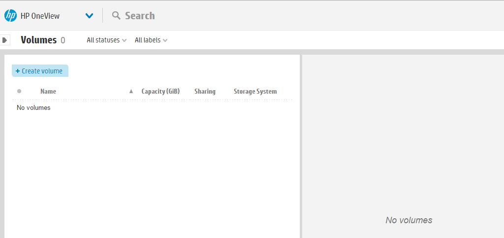 oneview api storage no volume